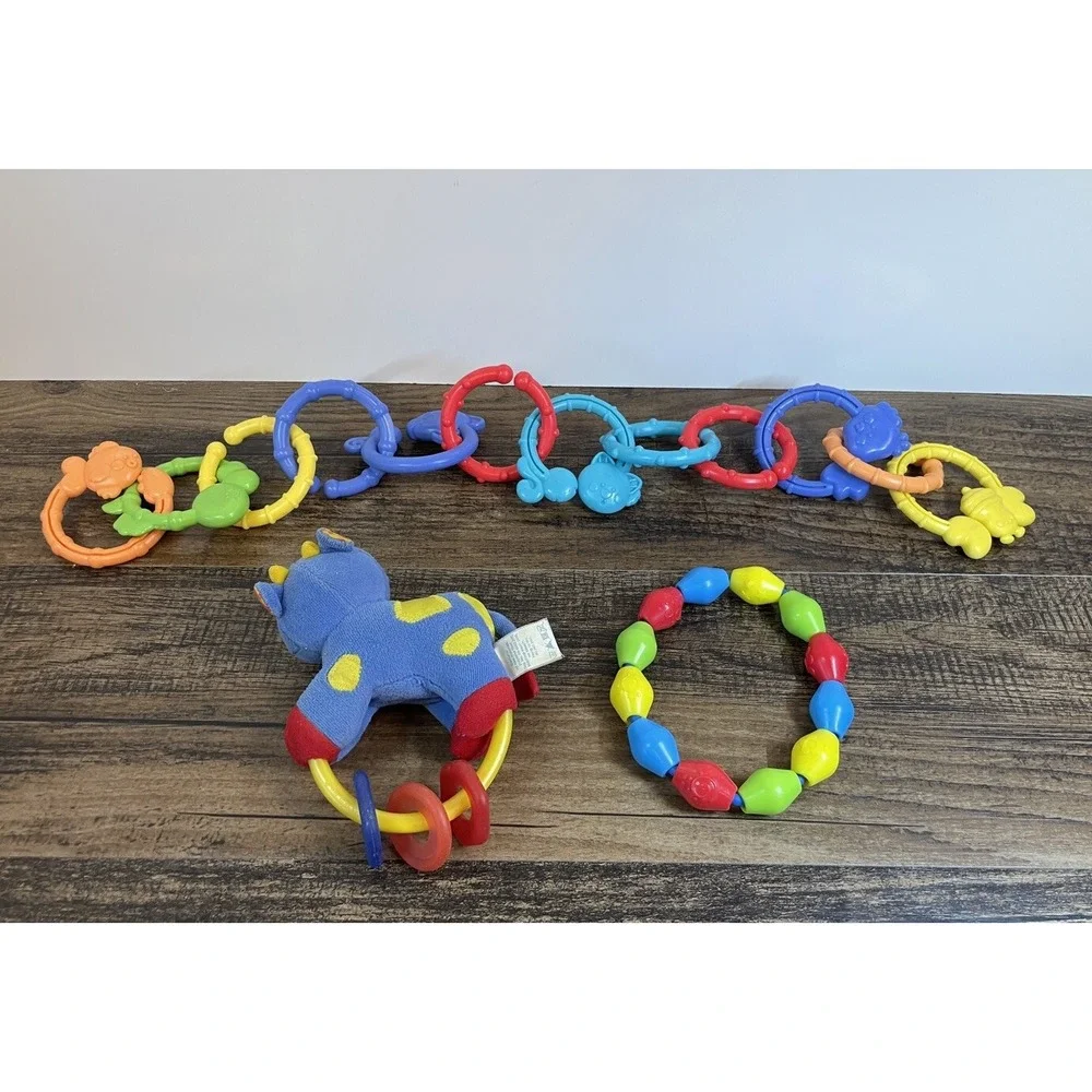 Baby Toy Lot Bead Animal Links Rings Plush Horse Teethers Colors Infant Play